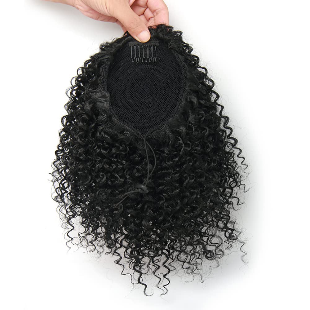 Short Afro Kinky Curly Ponytail Hair Piece for African American Ponytail Extension Synthetic Afro Kinky Curly