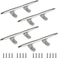 OULEME 4" 5" 6" 8" Boat Cleat, 316 Stainless Steel Open Base Dock Cleat, Marine Grade Rope Cleat with Fasteners for Deck Mooring and Nautical Decor, 2-Pack/4-Pack