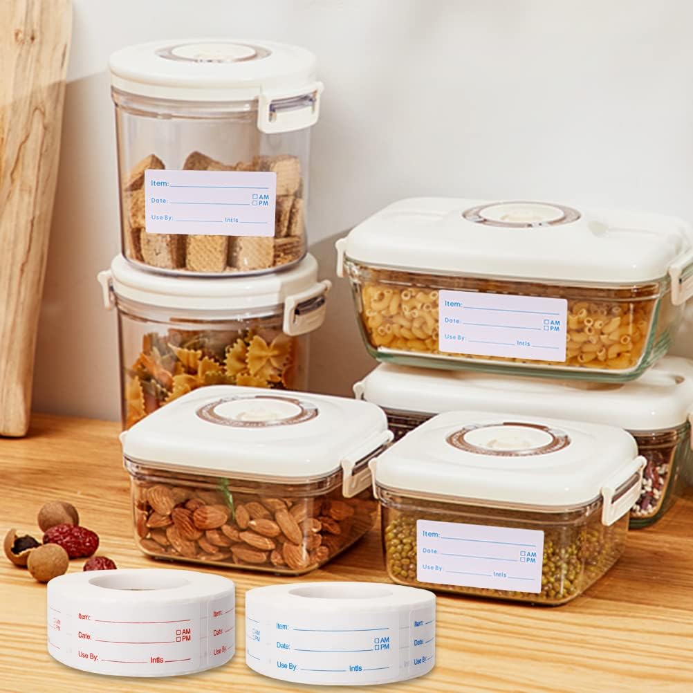 2 Rolls 1000 Pieces Removable Food Labels, 1 x 2 Inch