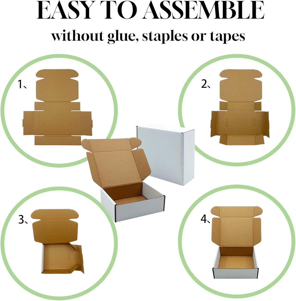 White Shipping Boxes 9x7x2 inch 25 Pack,Corrugated Mailers for E-Commerce