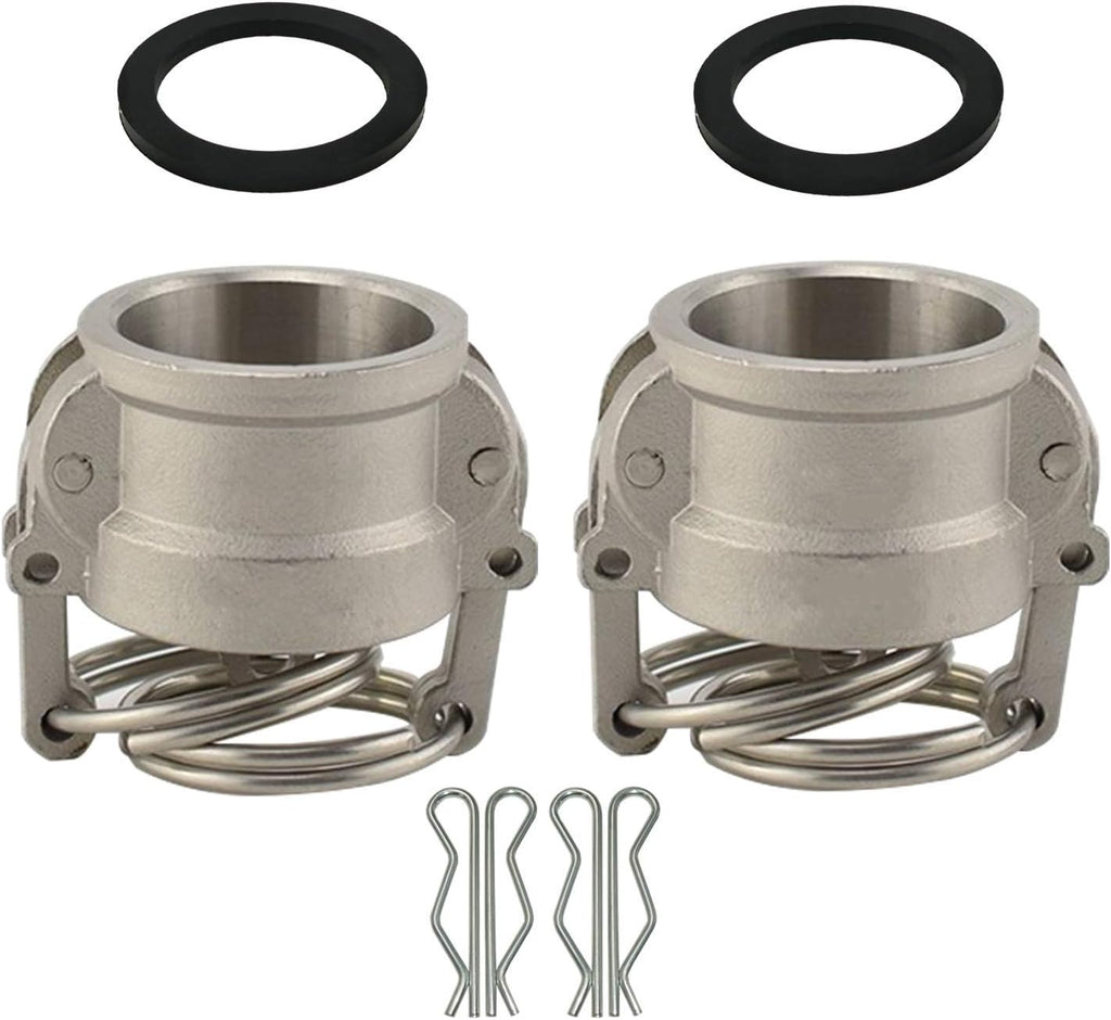 2PCS Cam and Groove Fitting, Aluminum, Type DC, 2" Dust Cap, with 2PCS Camlock Gasket Fitting (2")
