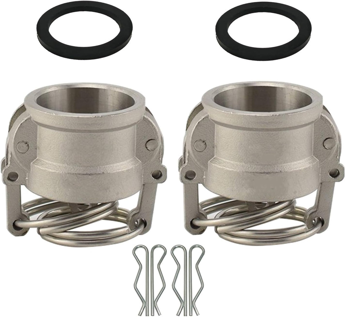 2PCS Cam and Groove Fitting, Aluminum, Type DC, 2" Dust Cap, with 2PCS Camlock Gasket Fitting (2")