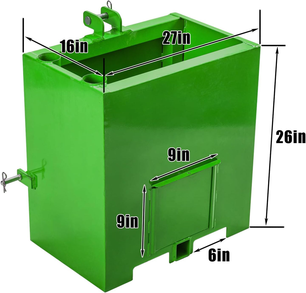 Ballast Box 3 Point Tractor, 800lbs Capacity Ballast Box 3 Point Category 1, Tractor Ballast Box for 2'' Hitch