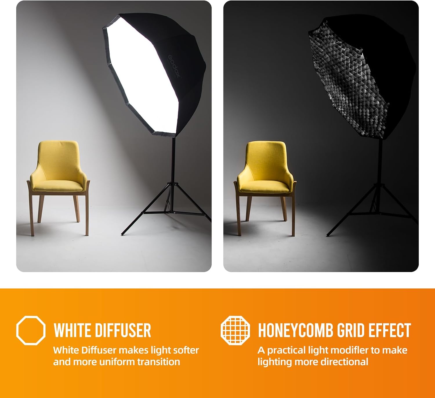 Photo Studio 80cm 31.5in Portable Octagon Umbrella Softbox | 190cm Light Stand with Hot Shoe Holder Bracket kit for