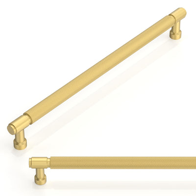 10 Pack Brushed Gold Knurled Cabinet Pulls 10 Inch(254mm) Kitchen Cabinet Handles Cabinet Hardware for Drawer Pulls