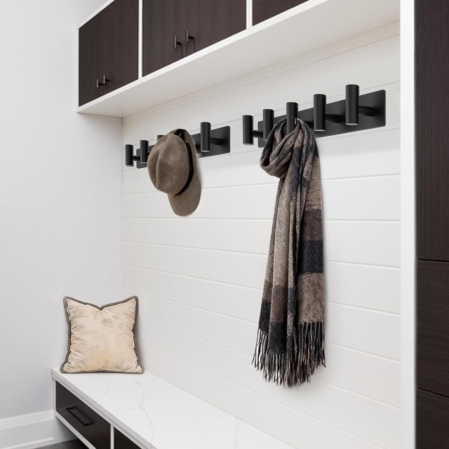 Coat Rack Wall Mount - 5 Coat Hooks, Towel Racks for Bathroom Robes Bags Keys, Hat Rack Wall Towel Hooks Organizer