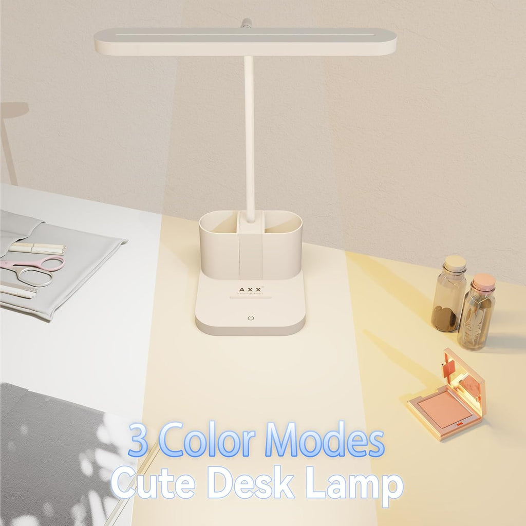 White Desk Lamp for College Dorm Room, Cute Table Light for Girls Guys