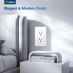 Amico 30 Pack 15 Amp Wall Outlets with Screwless Wall Plates