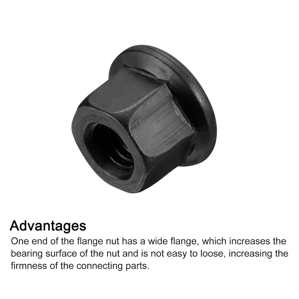 uxcell 2pcs M10 Flange Hex Nuts, Grade 10.9 Carbon Steel Black Oxide