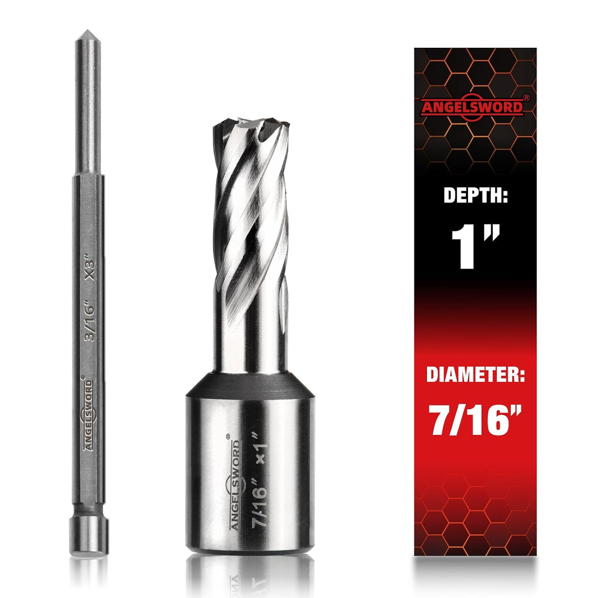 ANGELSWORD M2 HSS Annular Cutter,Diameter 7/16" x Depth 1",Mag Drill Bit