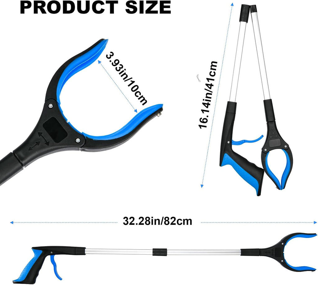 6-Pack 32" Grabber Reacher Tool, 360° Rotating Head, Wide Jaw, Foldable Reacher Grabber Pickup Tool,Anti-Slip