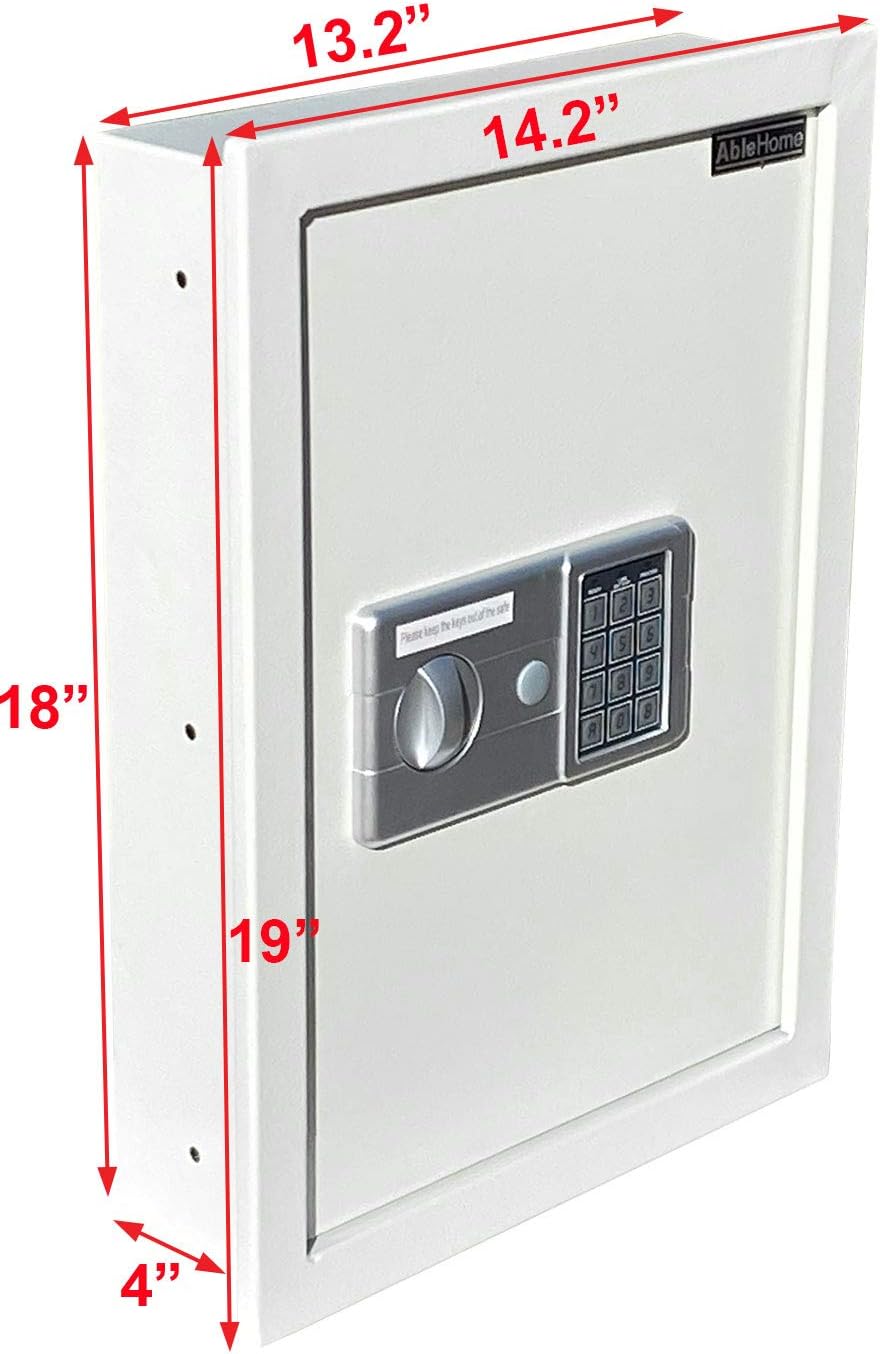 Digital Electronic Flat Recessed Wall Hidden Safe Security Box Jewelry Gun Cash (Off White/Light Grey)