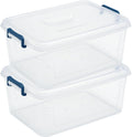 Plastic Storage Bins with Lids, Clear Stackable Storage Containers - 16 Qt - 2 Pack