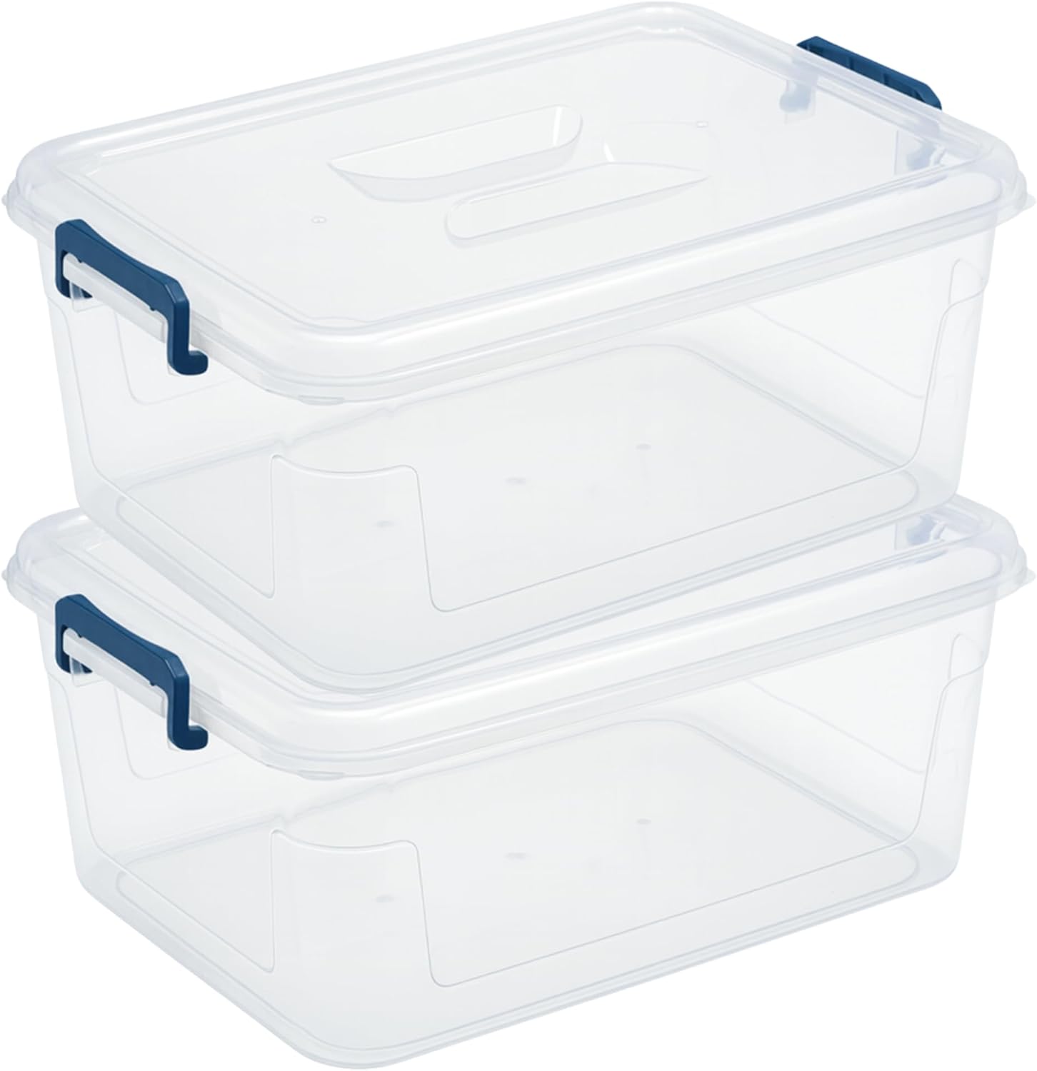 Plastic Storage Bins with Lids, Clear Stackable Storage Containers - 16 Qt - 2 Pack