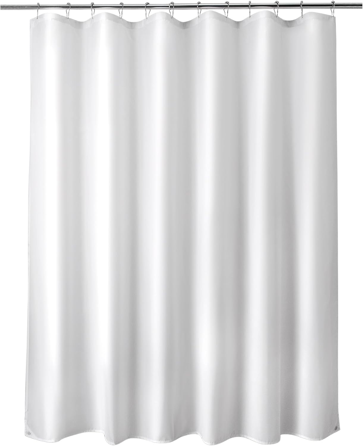 Waterproof Fabric Shower Curtain Liner Washable, Cloth Shower Liner with Magnets, White Shower Liner Soft Fabric