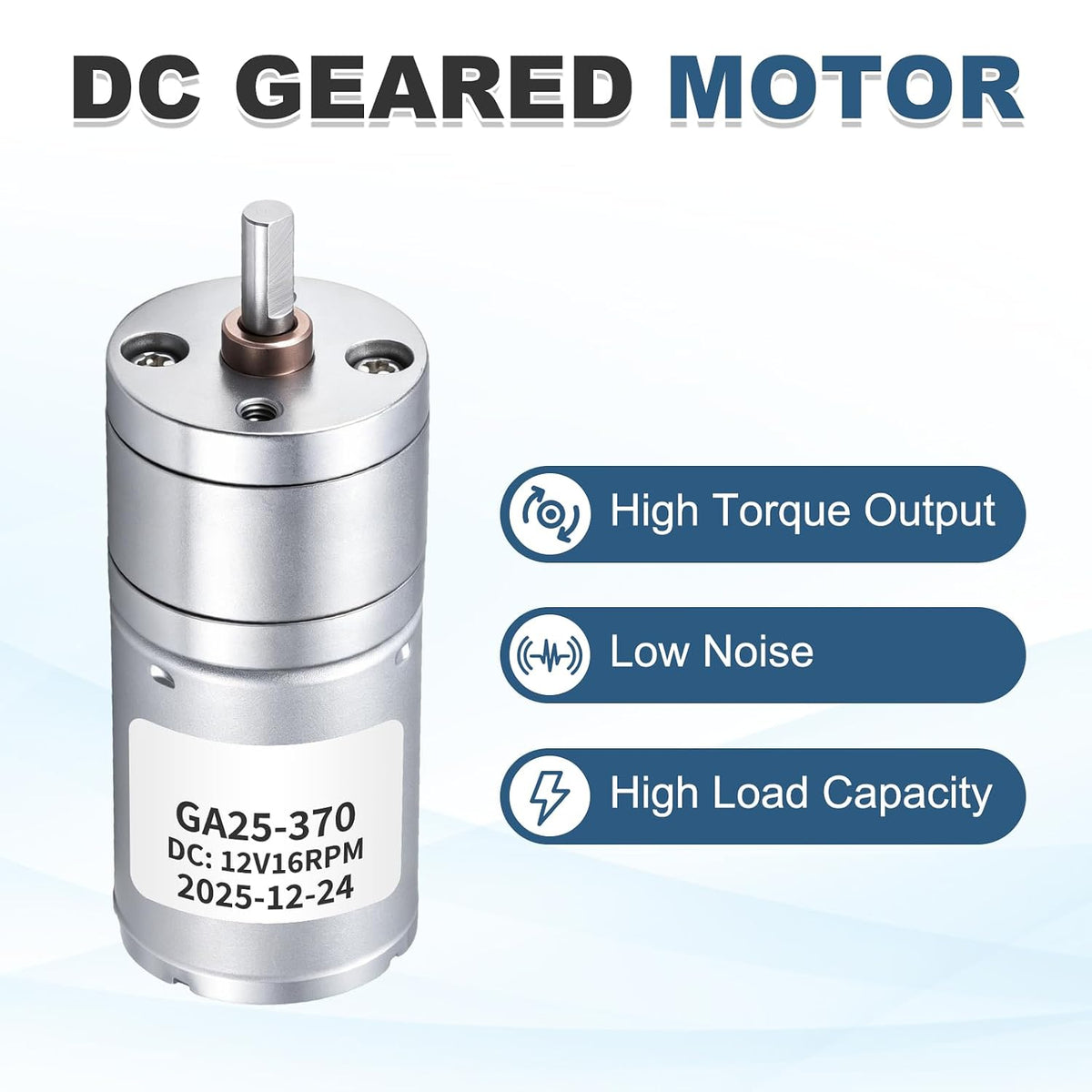 MECCANIXITY DC 12V 60RPM Gear Motor High Torque with Bracket 25mm Dia