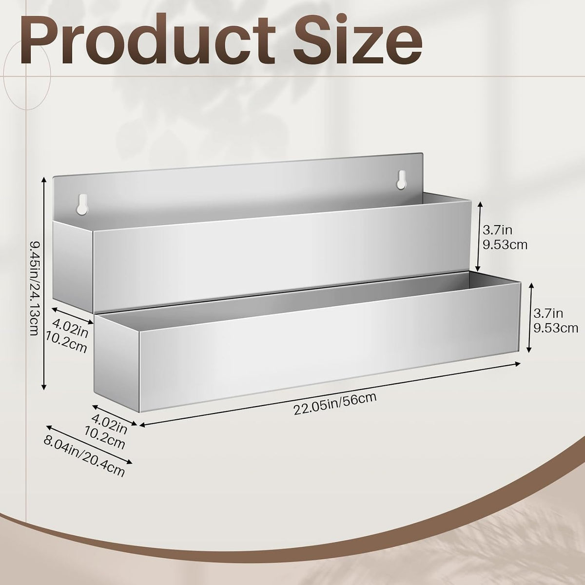 22 Inch Double Tier Single Speed Rail Stainless Steel Liquor Bottle Holder Speed Holder for Syrup Bottles Wall Mount