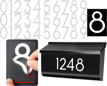 3 inch 30 Pcs Reflective Mailbox Numbers Stickers for Outside, Easy Installation with Prolonged Backing for and
