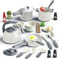 32Pcs Kids Play Kitchen Toys Set, Toddlers Pretend Cooking Playset Acccessories with Pots Pans, Utensils Cookware