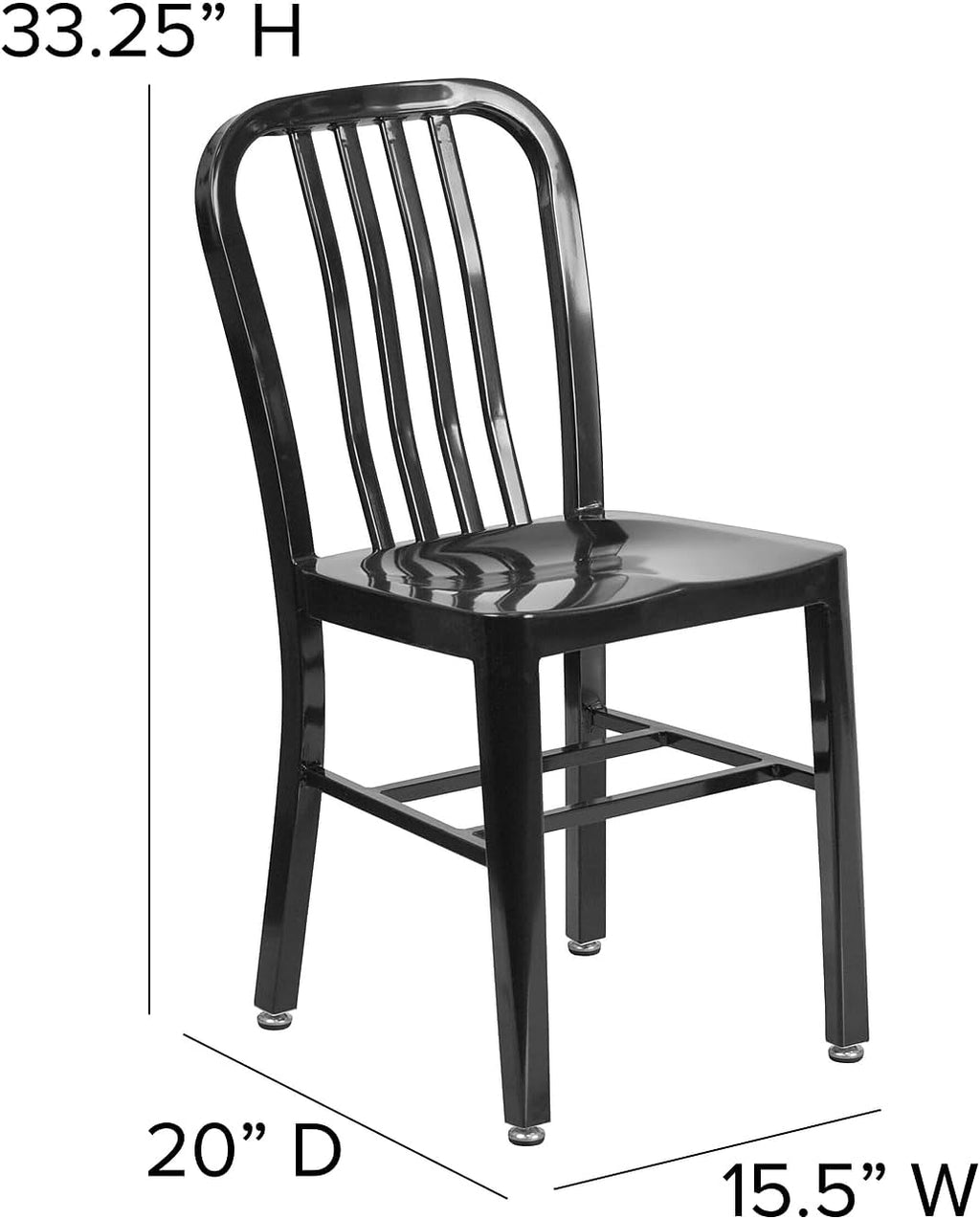 Commercial Grade Black Metal Indoor-Outdoor Chair