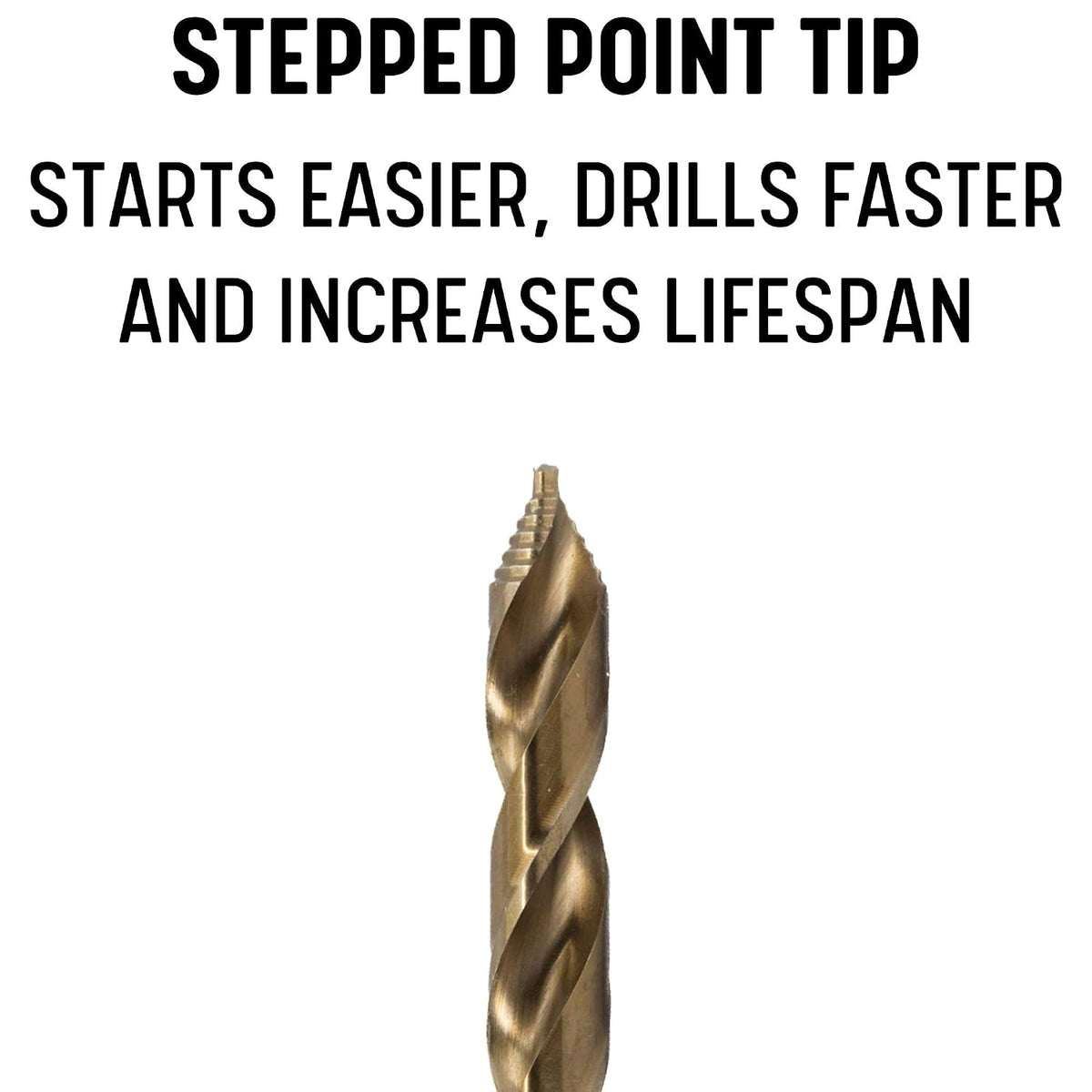 Drill America 5 Piece Cobalt Stepped Point Drill Bit Set with Quick Change Hex Shank