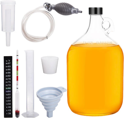 Mead Making Kit for Beginners 1 Gallon Home Brewing Kit with Glass Fermentation Jar Siphon Airlock Stopper