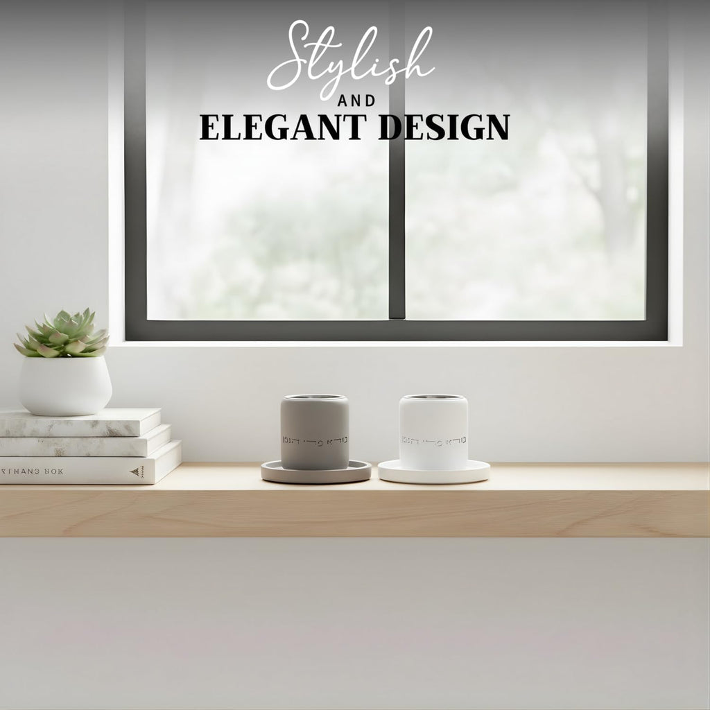 Kiddush Cup – Natural Concrete Jewish Kiddush Cups for Shabbat, Holidays & Wedding | Comes in Gray & White | Elegant