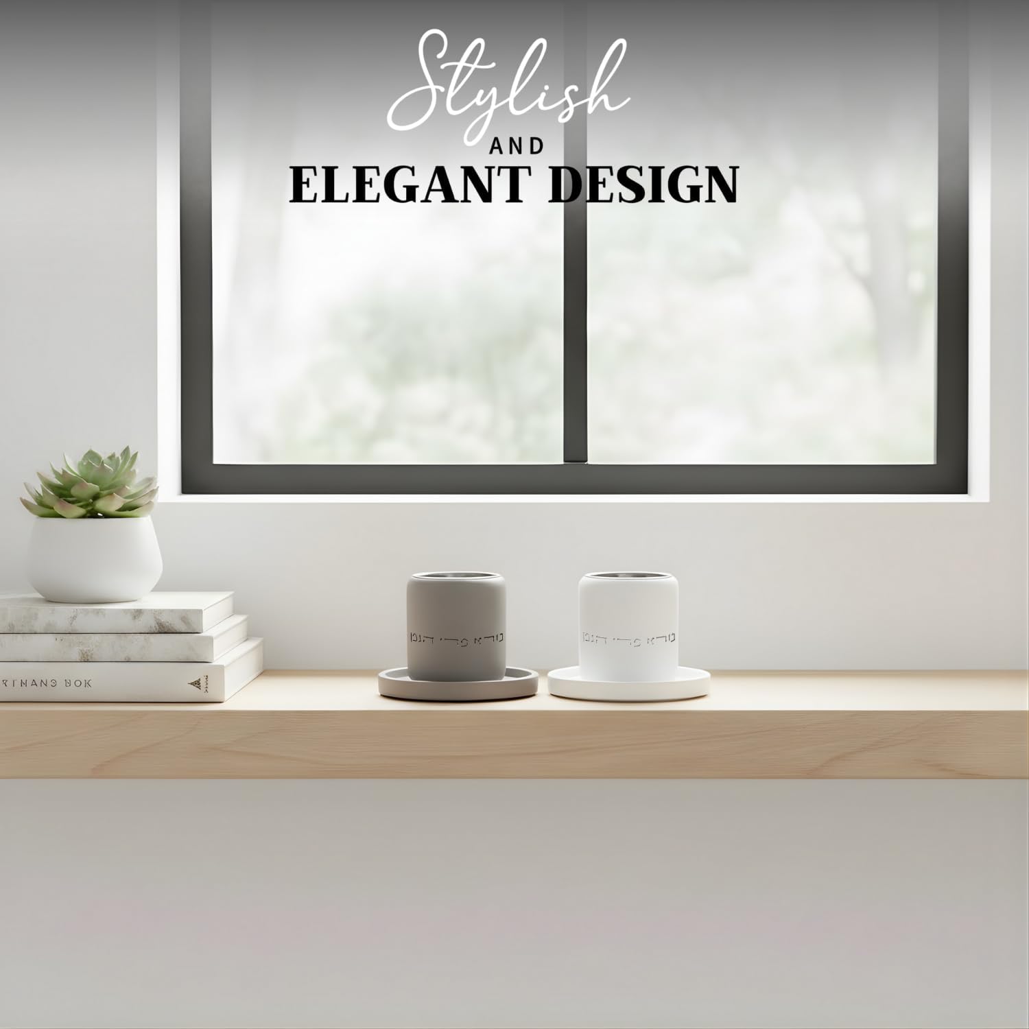 Kiddush Cup – Natural Concrete Jewish Kiddush Cups for Shabbat, Holidays & Wedding | Comes in Gray & White | Elegant