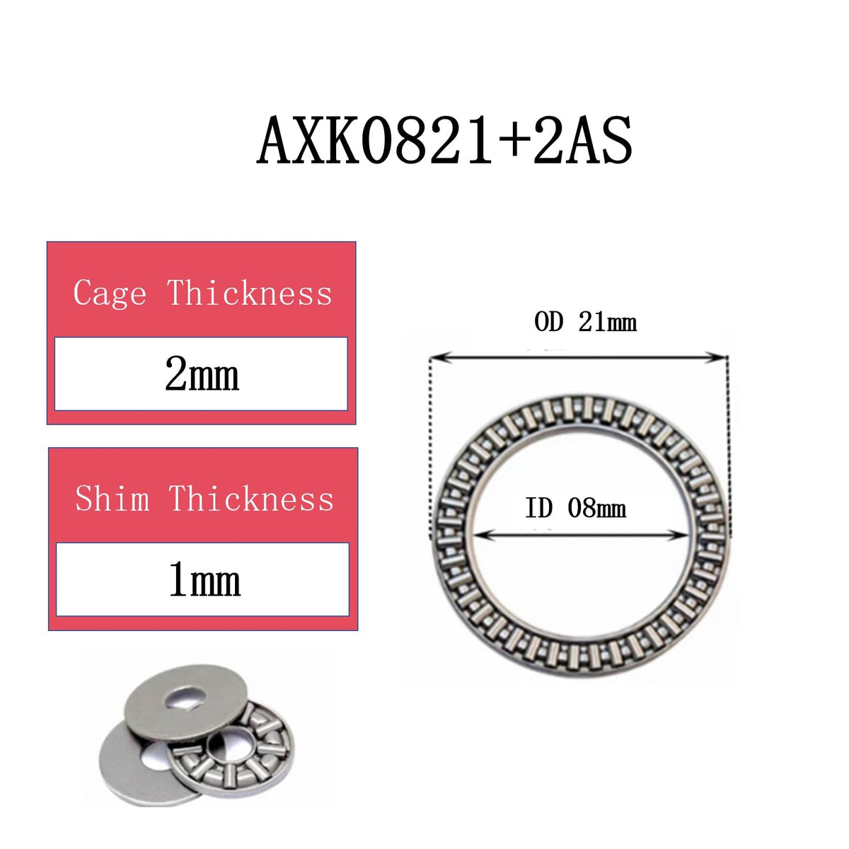 RPS-IND 2PCS AXK0821 Thrust Needle Roller Bearings with Washers
