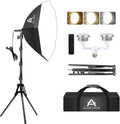 Softbox Photography Lighting Kit,22"X22" Soft Box Lighting Set with Double 85W 3000-7500K LED Bulbs，Photo Studio