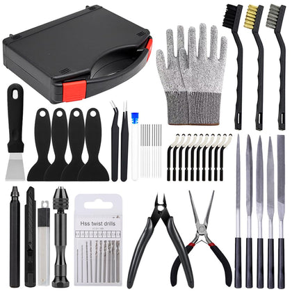 3D Printer Tool Kit 3D Printing Accessories Includes Deburring Tools,Needle Files,Brushes,Tweezer,Gloves,Scraper,Wire