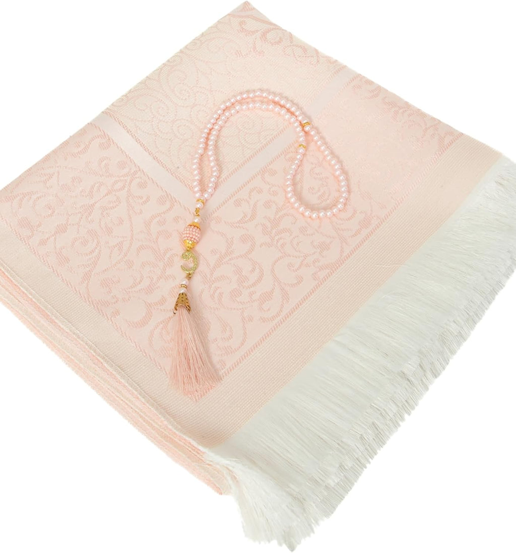 Muslim Prayer Rug with Tasbih and Portable Bag, Muslim Gift for Women Men, Mubarak Islamic Box, Soft Mat Islam Gifts
