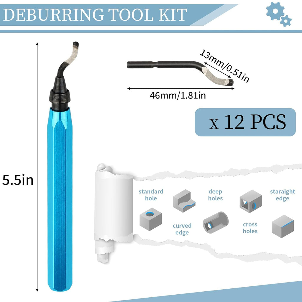 Deburring Tool with 12 HSS Blades for Metal Resin PVC 3D Print | 360 rotating head for smooth edge finishing on metal