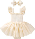 Baby Girl Tulle Romper Dress Infant Sleeveless Ruffle Bodysuit Tutu Skirt Toddler Summer Clothes with Headband