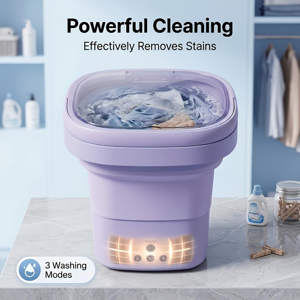 Portable Washing Machine, Mini Washer and Spin-Dryer With Folding Hanger, Compact Laundry Machine of Underwear, Baby