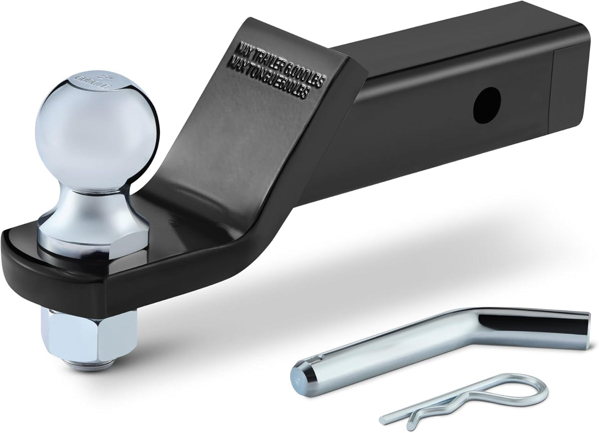 Trailer Hitch Ball Mount with 2" Ball & Pin, Fits 2" Receiver, 2" Drop, 6,000 lbs Capacity