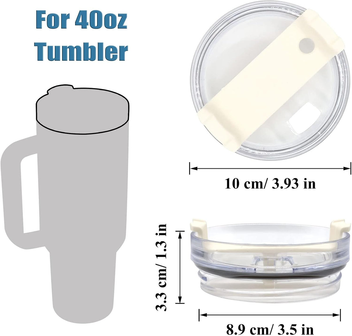 40oz Tumbler Lid Compatible for Stanley, 2 Pack Replacement Tumbler Lids Fit for Stanley Adventure Quencher 40oz