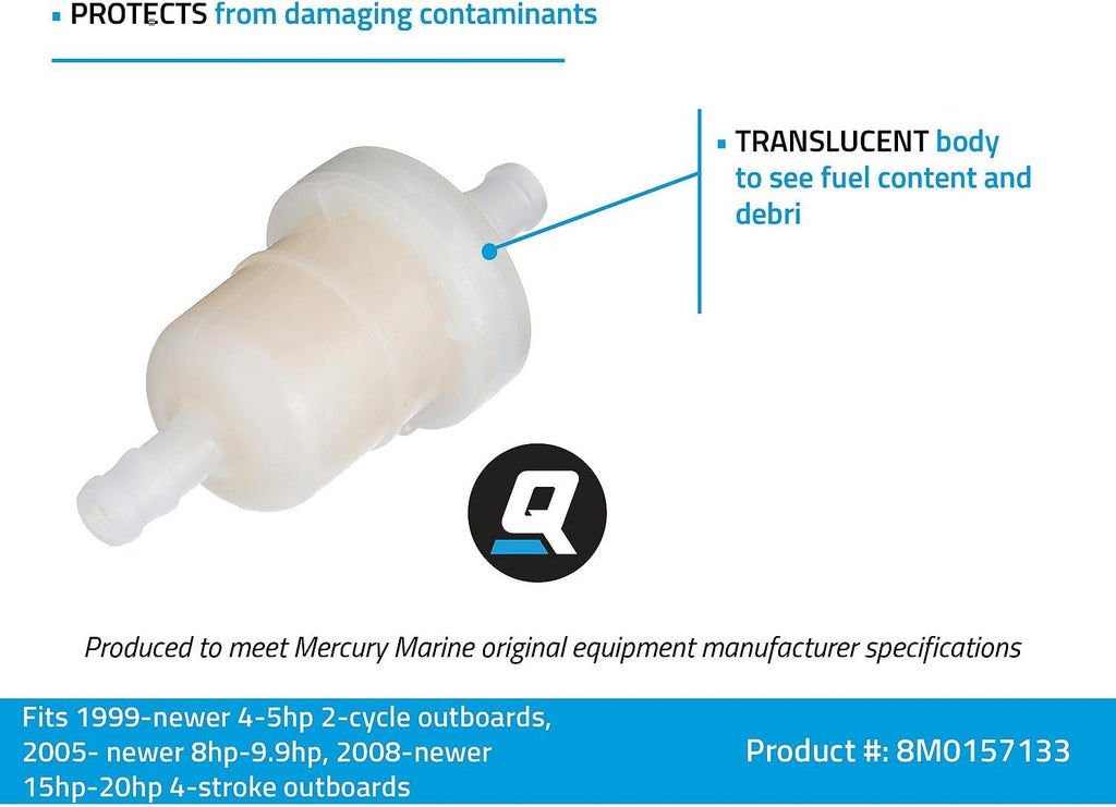 Quicksilver 8M0157133 Inline Fuel Filter for Mercury & Mariner Outboards