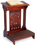 Tree of Life Church Prayer Bench Stool Wooden Padded Kneeler with Shelf and Cushion Prayer Kneeler for Home Church
