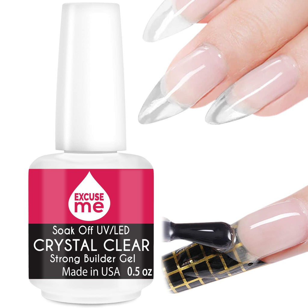 Soak Off LED/UV Strong Builder Gel Crystal Clear for Sculpting Nail Extension, Strengthening Natural Nails and Repair