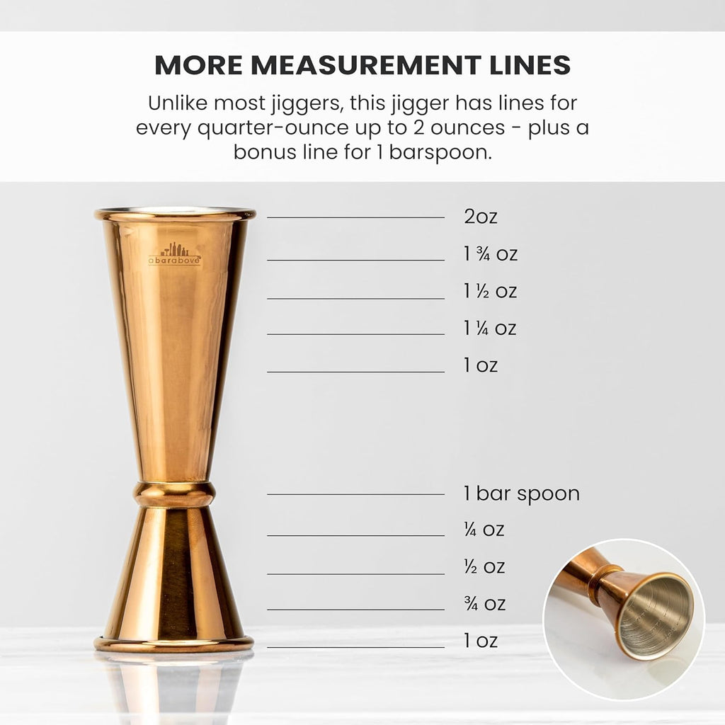 Premium Japanese Jigger, with 8 Measurements Inside, Professional and Heavy-Duty, 304 Stainless Steel Cocktail Double