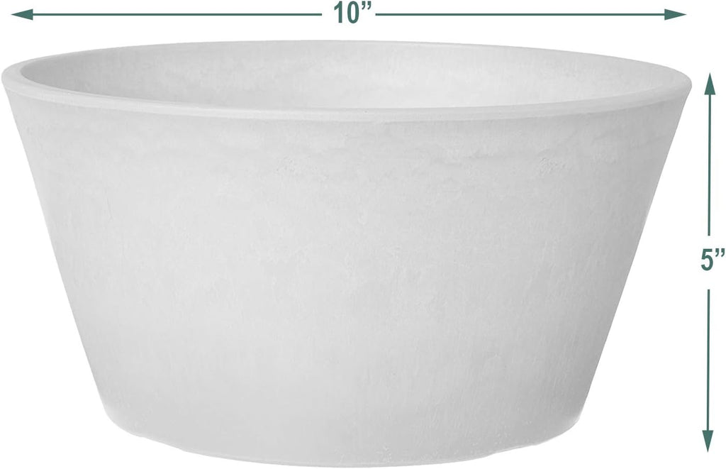 PSW Pot Collection TD25TP Plastic/Stone/Wood Composite Shallow Bulb Pan - No Drainage Hole (Drillable), Planter for