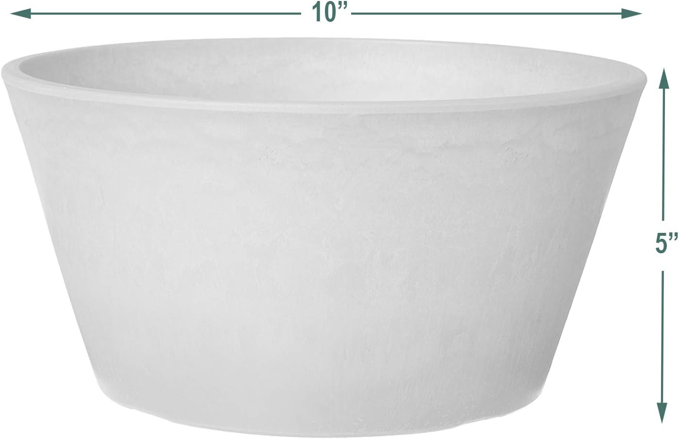 PSW Pot Collection TD25TP Plastic/Stone/Wood Composite Shallow Bulb Pan - No Drainage Hole (Drillable), Planter for