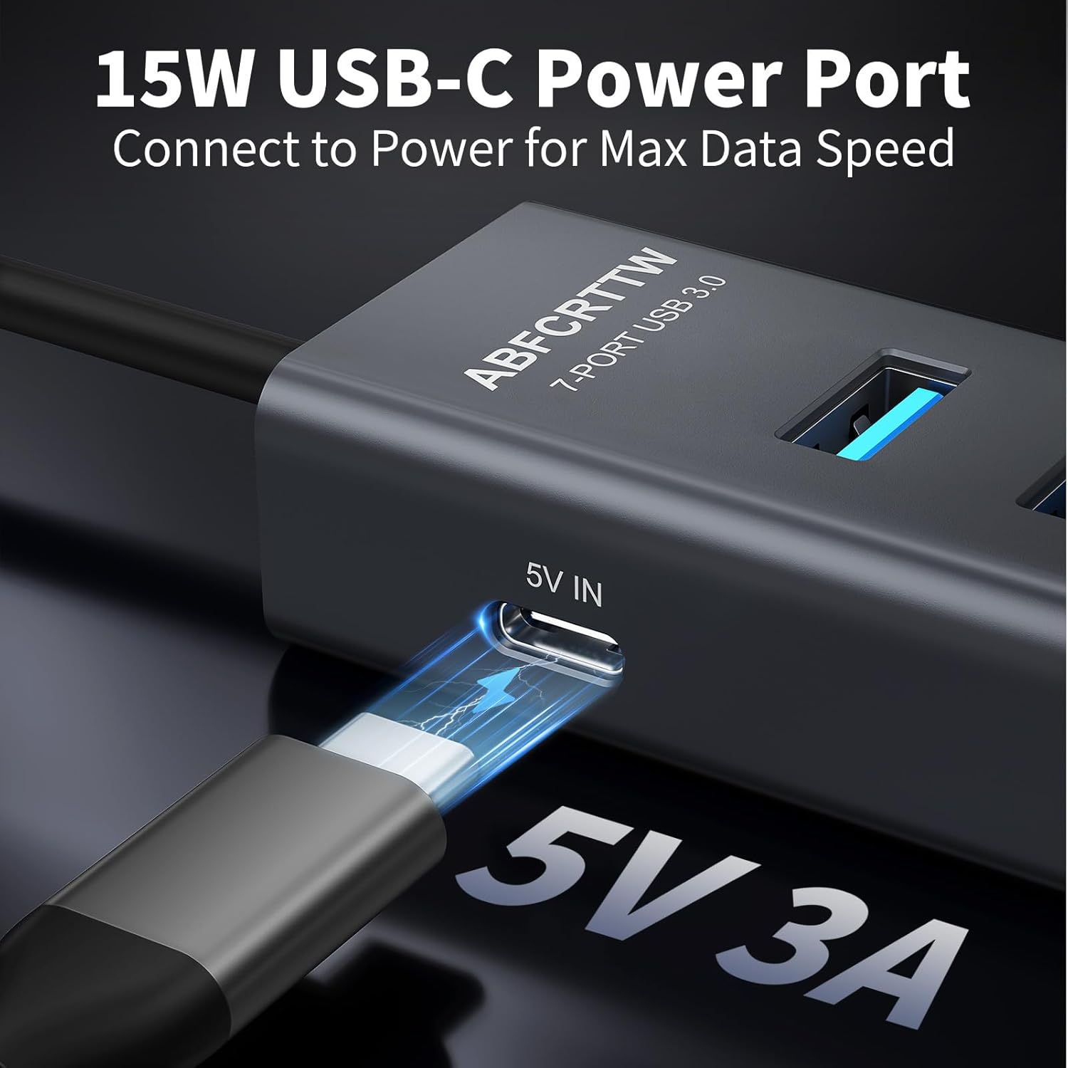 4Ft 7-Port USB Hub 3.0 for Desktop, 4 USB-A & 3 USB-C Ports Aluminium 5Gbps USB Extender Hub, USB Splitter, USB Hub