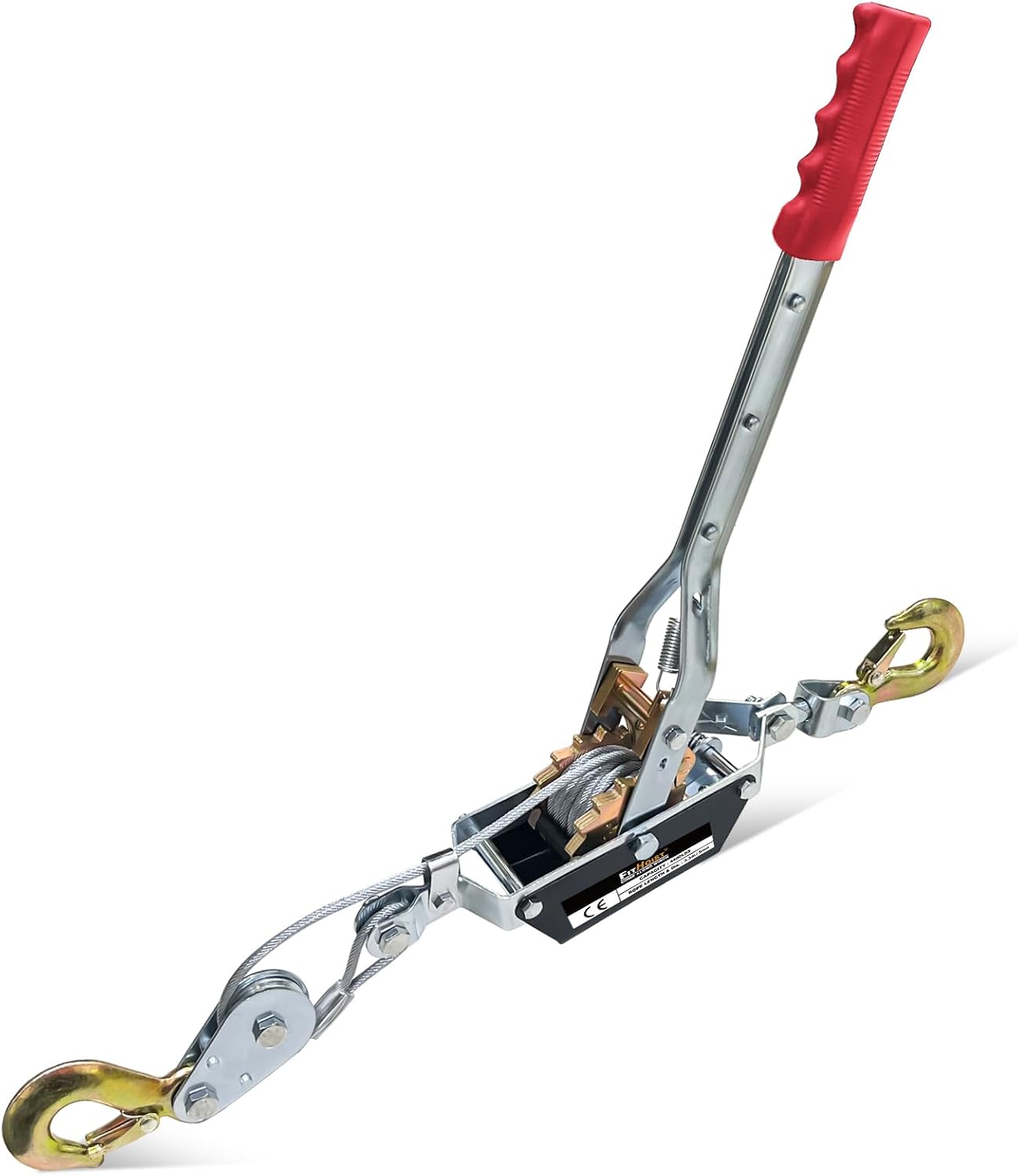 2-Ton Come Along Winch Heavy Duty 11ft Steel Cable Come Along Cable Puller with 2 Hooks Dual-Gear Come Along Tool for