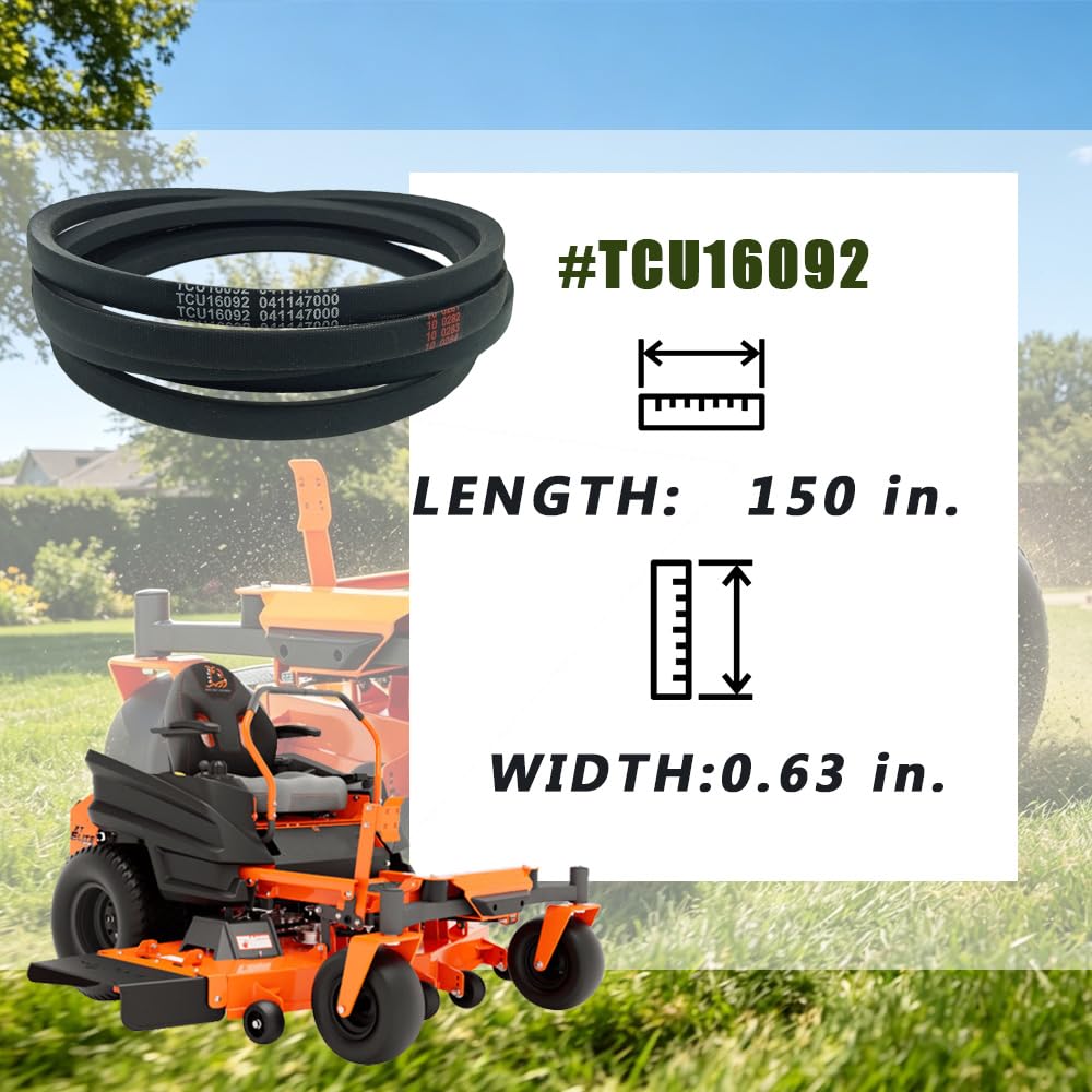 TCU16092 Deck Belt for 48" Zero-Turn Mowers, 5/8" x 150" Aramid, 1-Pack