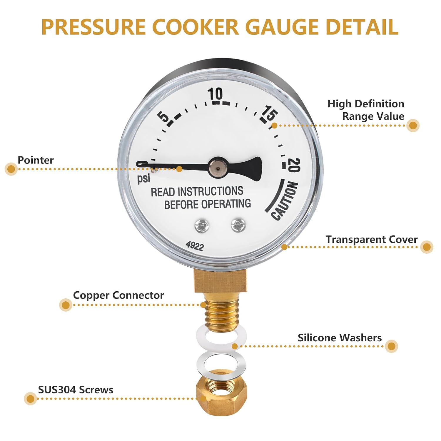 85772 Pressure Cooker Steam Gauge for Presto Pressure Canner 82237 82121