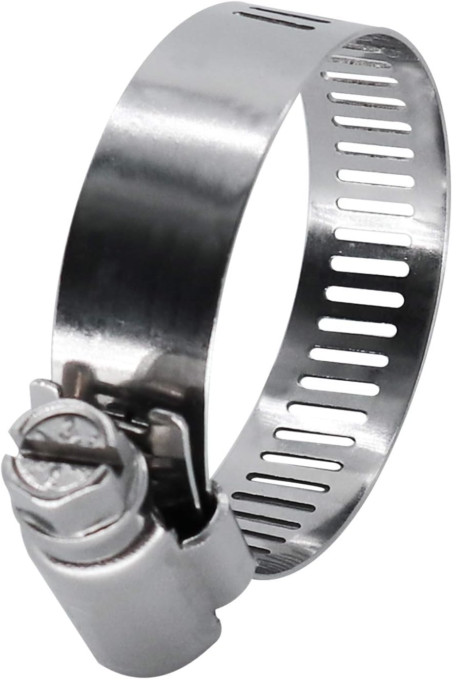 1.5" Hose Clamp Full Stainless Steel 27mm - 51mm,10 Pack | 1.5 hose clamp worm gear - SAE 24 Size, Full Stainless