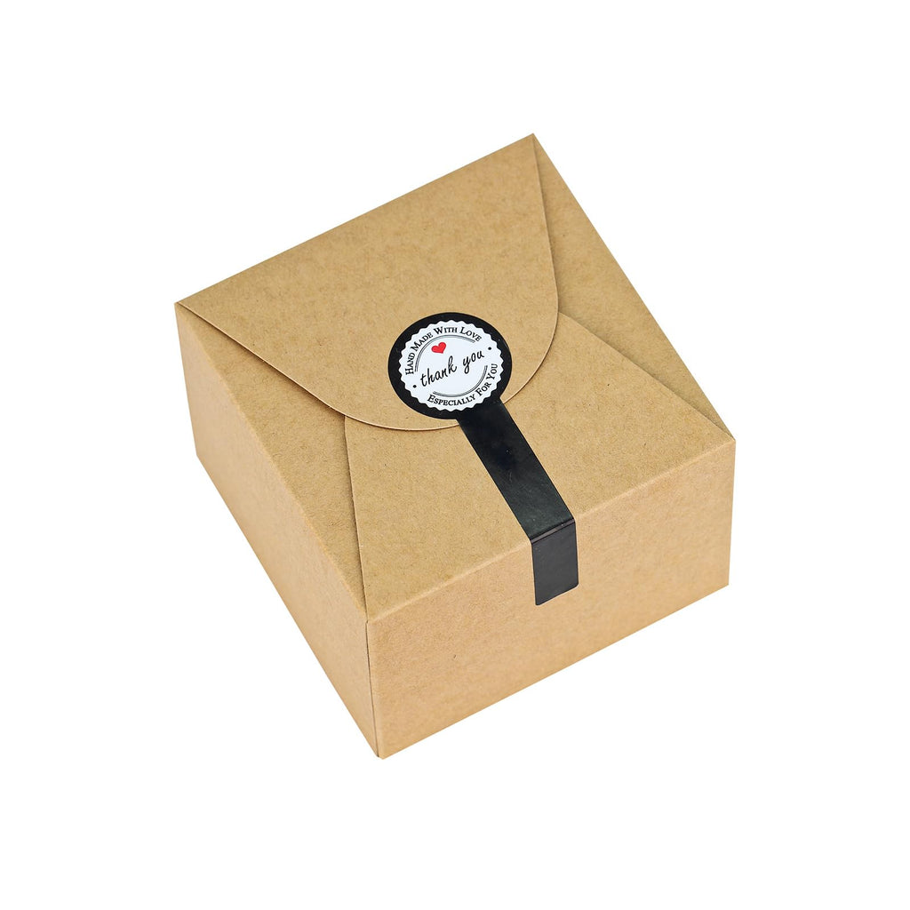 Small Brown Gift Boxes with Stickers, 10 Pack, 4.75 Inch