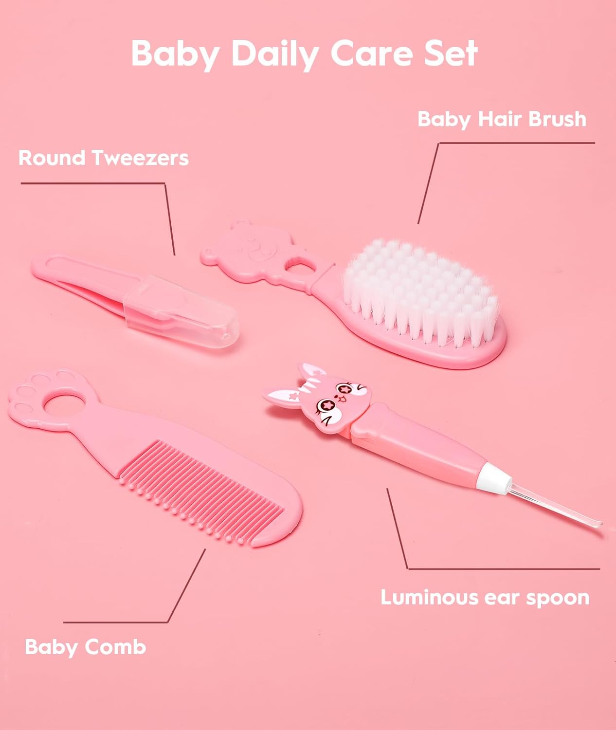 Baby Healthcare and Grooming Kit, Safety Newborn Nursery Baby Care Kit, with Hair Brush Comb, Nail Clipper